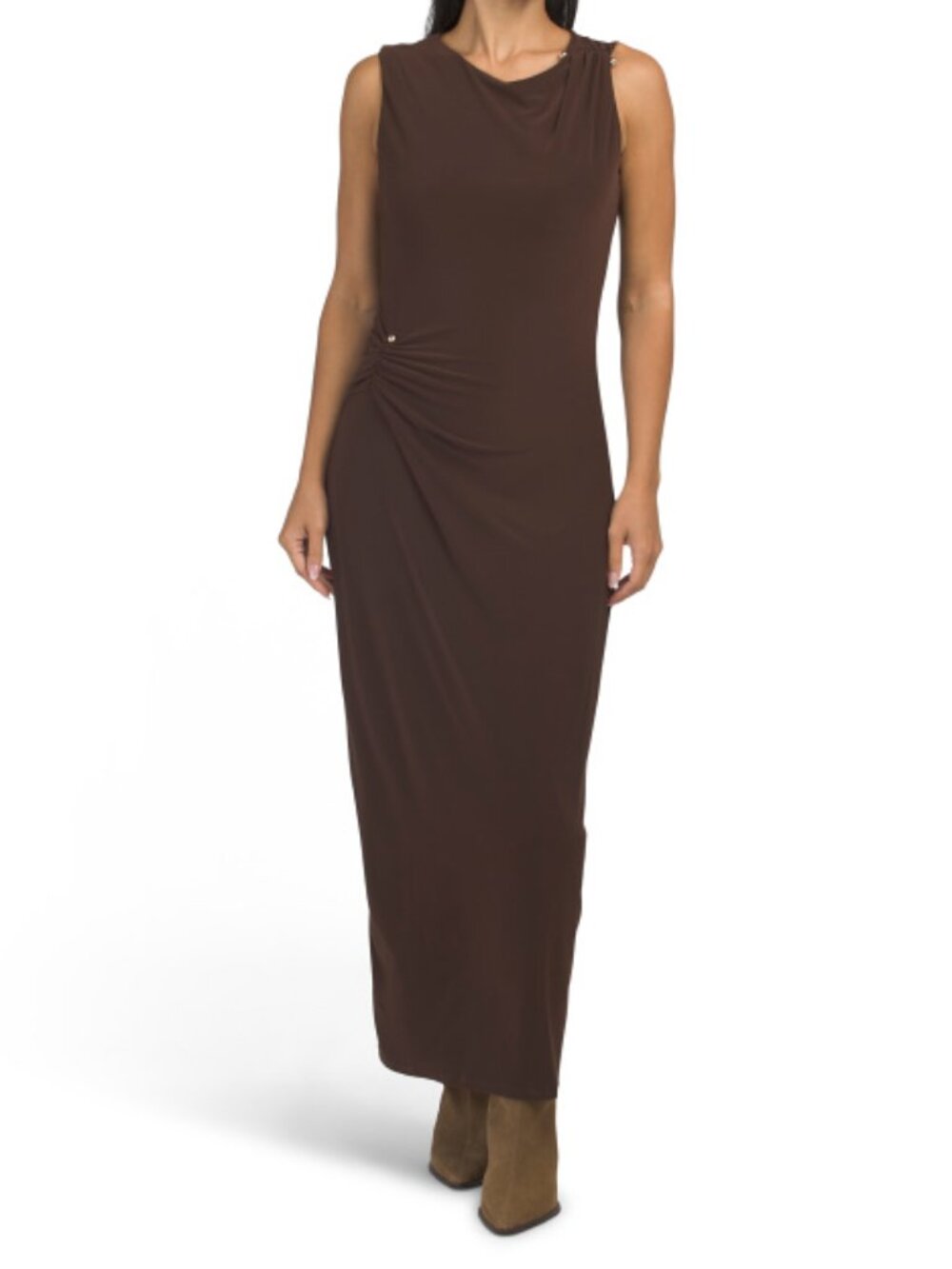 BAILEY 44 Side Ruched Maxi Dress With Hardware Accents